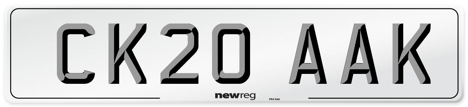 CK20 AAK Number Plate from New Reg